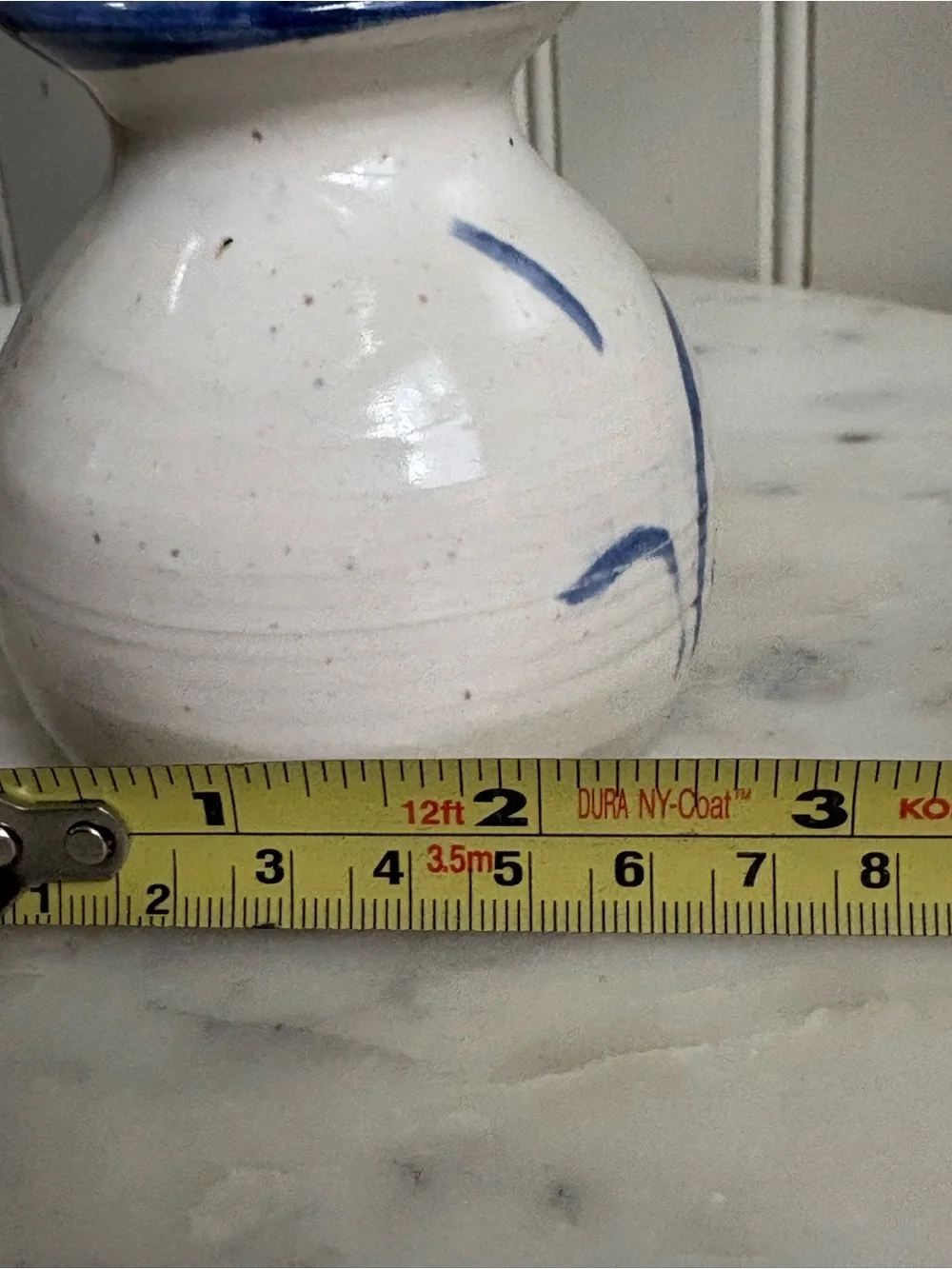 Vintage Nancy Postma Stoneware Studio Pottery Bud Vase White & Blue Handmade VTG
